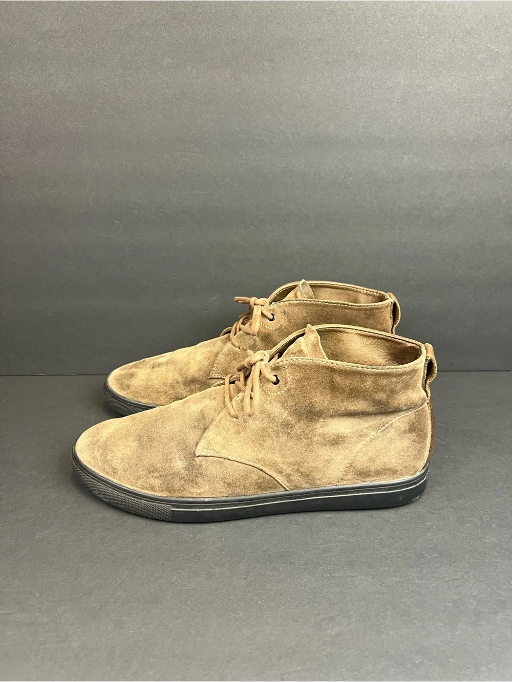Vintage CLAE Men’s Suede Chelsea Boots 11 Brown Lace Up Casual Office Wear Shoe